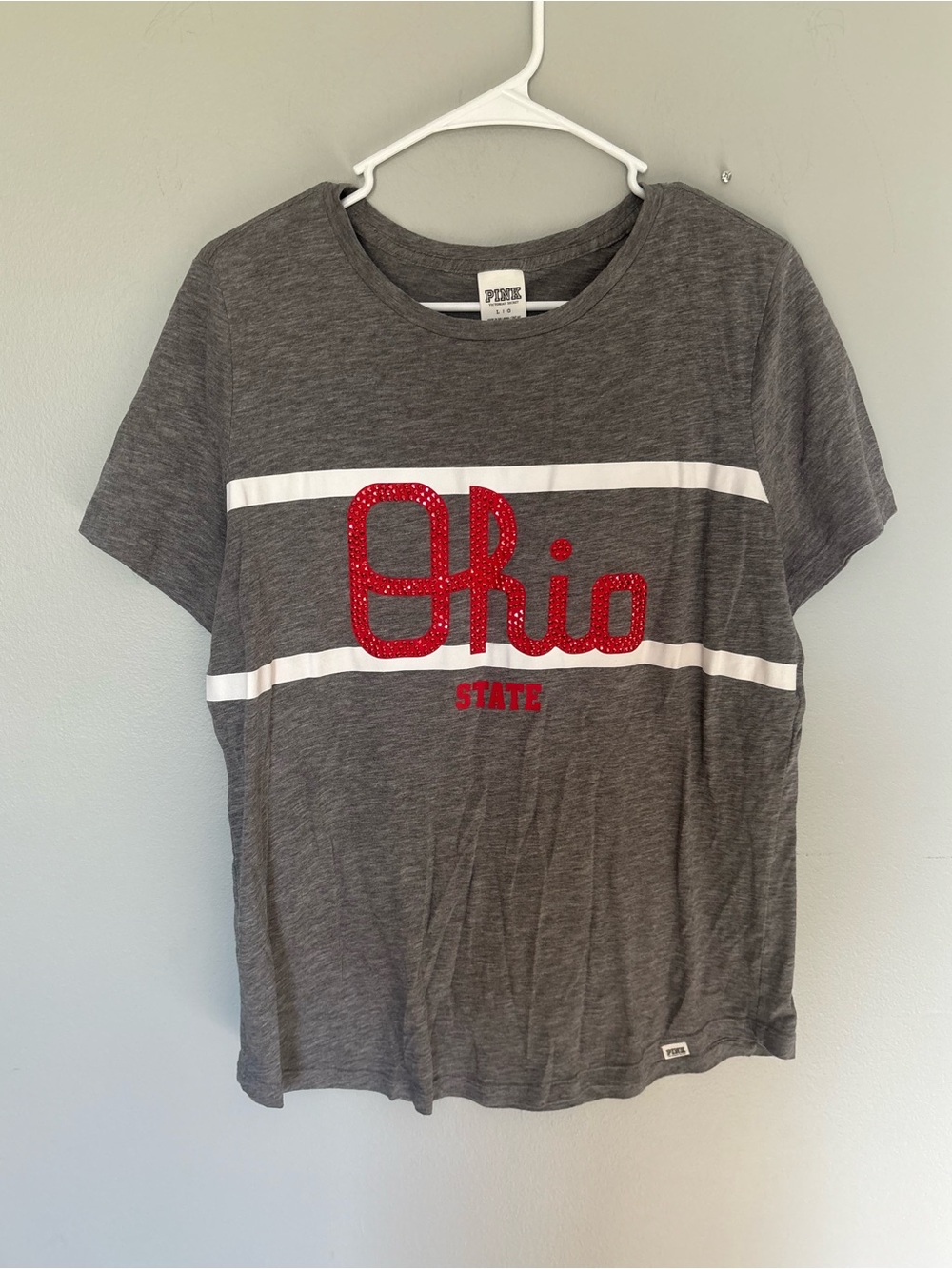 PINK Victoria's Secret women’s Large Grey Tee with Red Ohio Logo